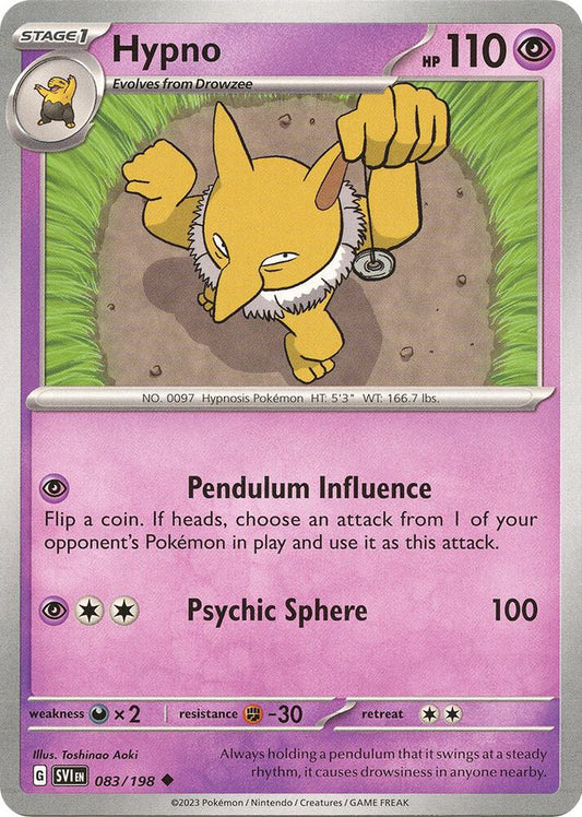 Hypno Reverse Holo Uncommon SV01: Scarlet & Violet Base Set 083/198 NM