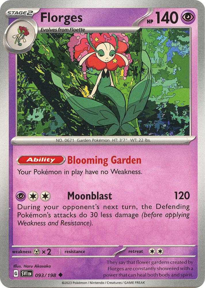 Florges Reverse Holo Uncommon SV01: Scarlet & Violet Base Set 093/198 NM