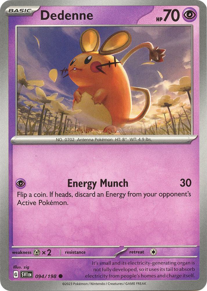 Dedenne - 094/198 Reverse Holo Common SV01: Scarlet & Violet Base Set 094/198 NM