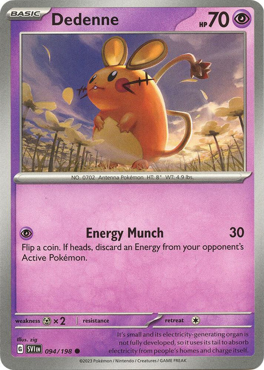 Dedenne - 094/198 Reverse Holo Common SV01: Scarlet & Violet Base Set 094/198 NM
