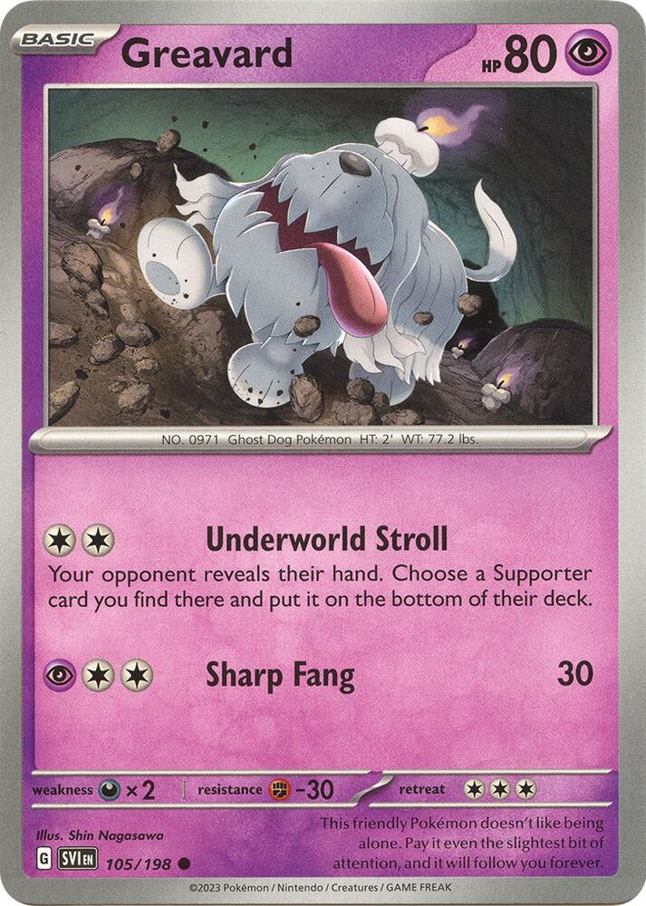 Greavard - 105/198 Reverse Holo Common SV01: Scarlet & Violet Base Set 105/198 NM