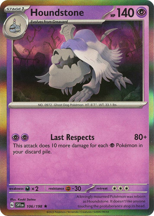 Houndstone Holo Rare SV01: Scarlet & Violet Base Set 106/198 NM
