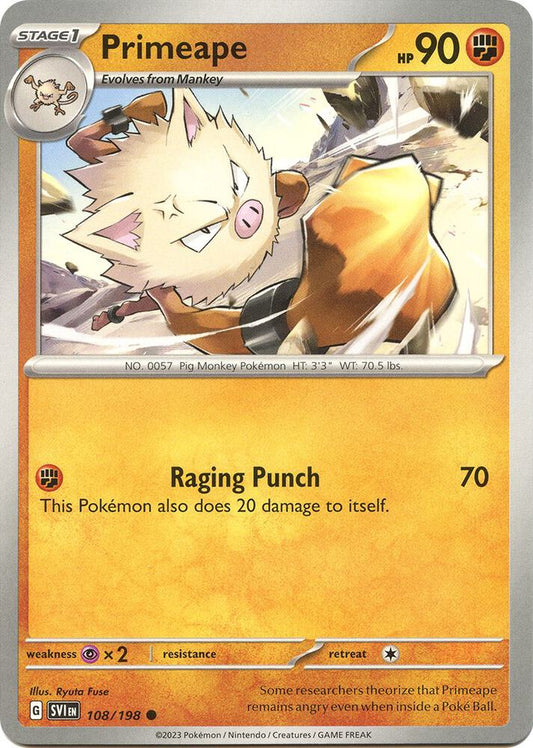 Primeape Reverse Holo Common SV01: Scarlet & Violet Base Set 108/198 NM