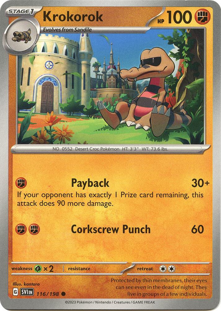 Krokorok Reverse Holo Common SV01: Scarlet & Violet Base Set 116/198 NM