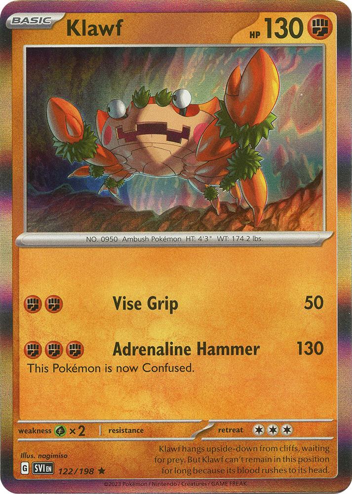 Klawf - 122/198 Holo Rare SV01: Scarlet & Violet Base Set 122/198 NM