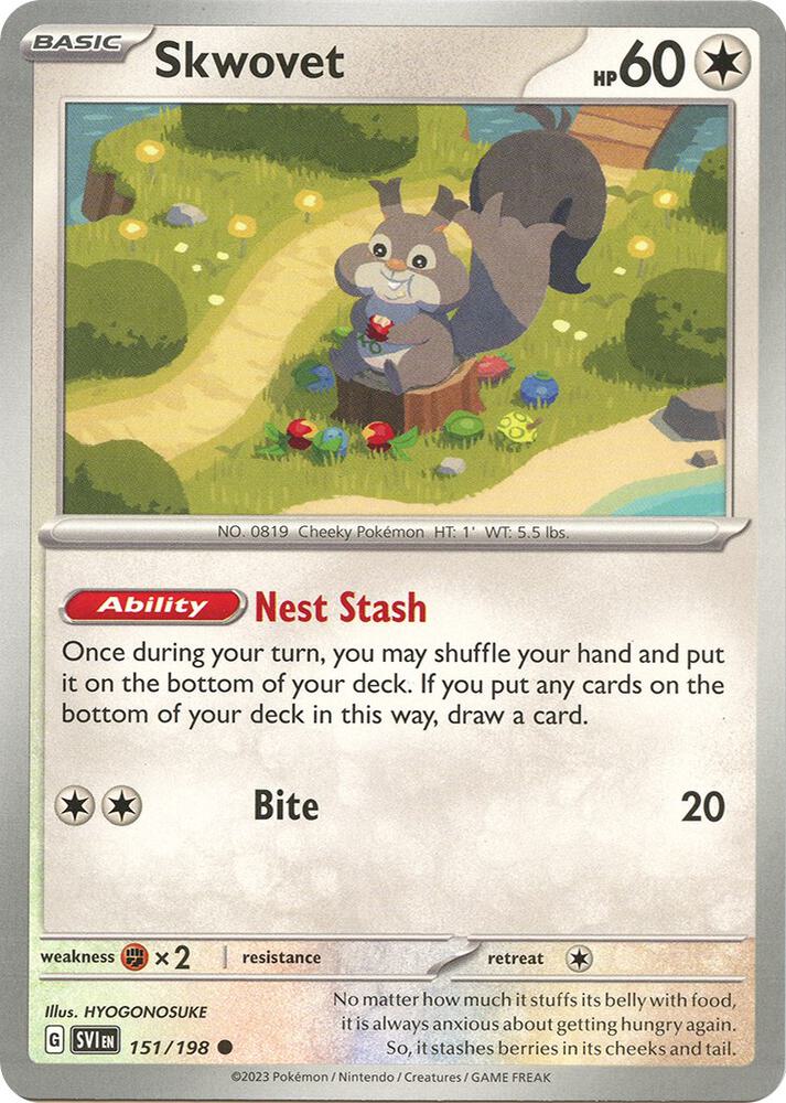 Skwovet - 151/198 Reverse Holo Common SV01: Scarlet & Violet Base Set 151/198 NM