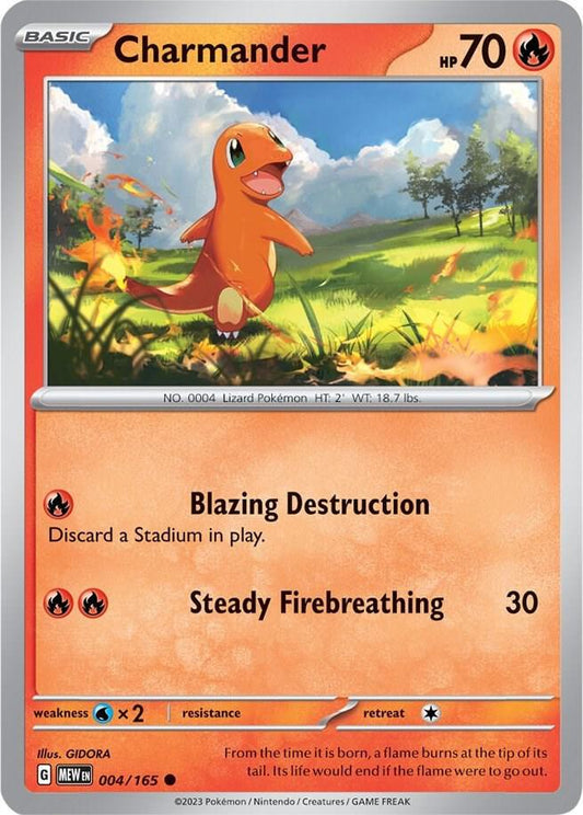 Charmander - 004/165 Reverse Holo Common SV: Scarlet & Violet 151 004/165 NM
