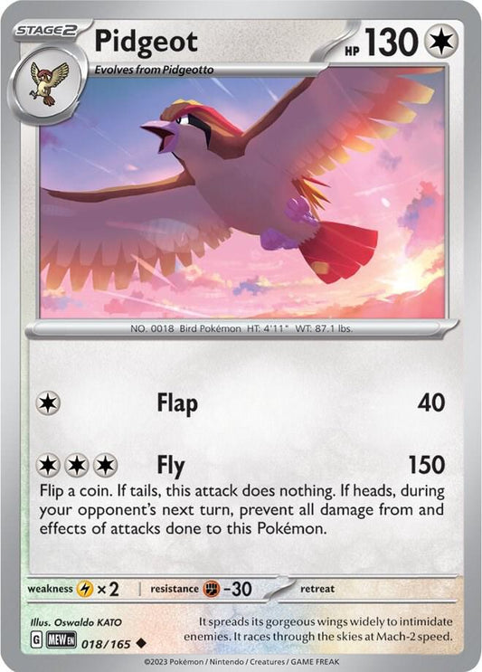 Pidgeot Uncommon SV: Scarlet & Violet 151 018/165 NM