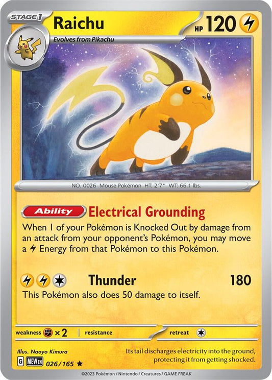 Raichu Reverse Holo Rare SV: Scarlet & Violet 151 026/165 NM