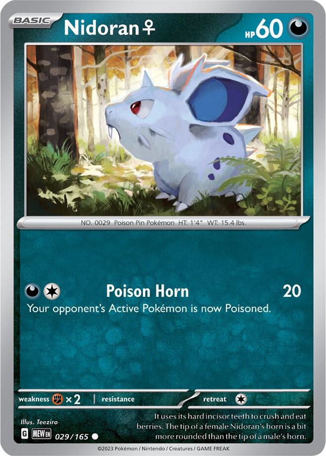 Nidoran F Reverse Holo Common SV: Scarlet & Violet 151 029/165 NM