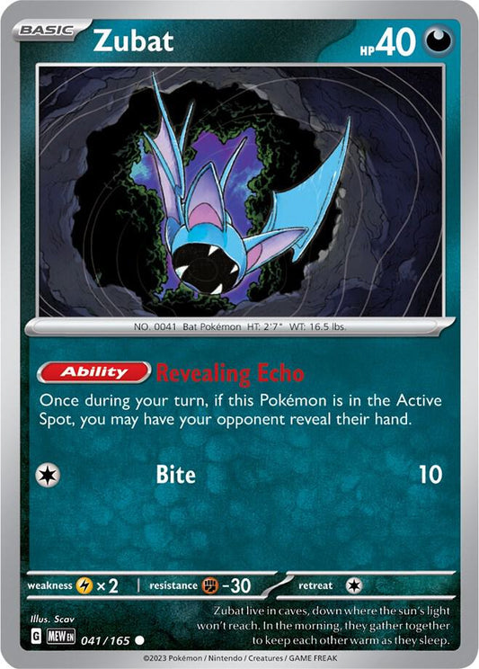 Zubat Common SV: Scarlet & Violet 151 041/165 NM