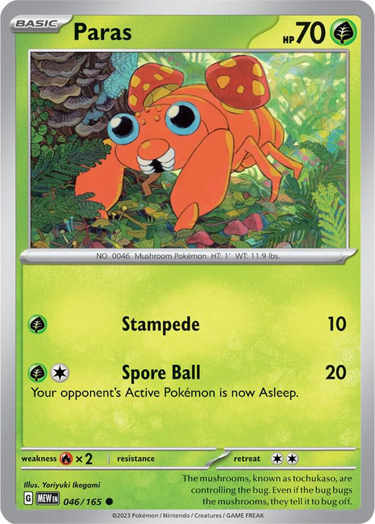 Paras Common SV: Scarlet & Violet 151 046/165 NM