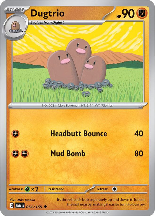Dugtrio Uncommon SV: Scarlet & Violet 151 051/165 NM