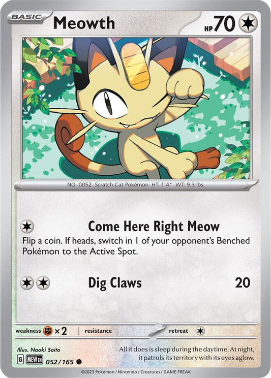 Meowth Common SV: Scarlet & Violet 151 052/165 NM