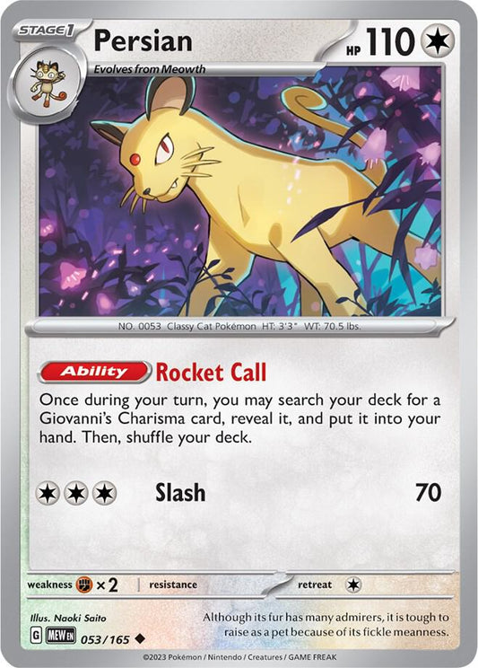 Persian Uncommon SV: Scarlet & Violet 151 053/165 NM