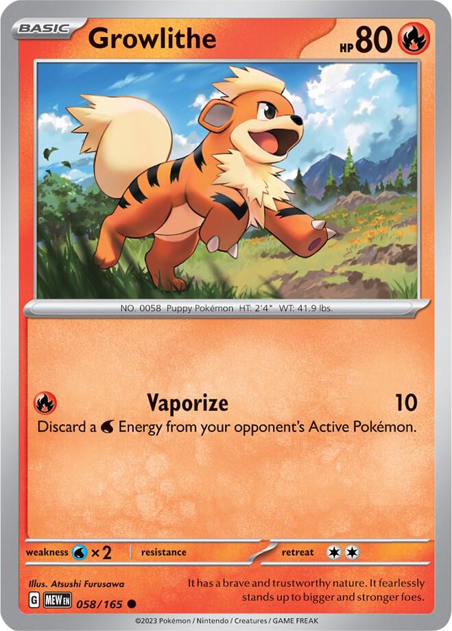 Growlithe Common SV: Scarlet & Violet 151 058/165 NM