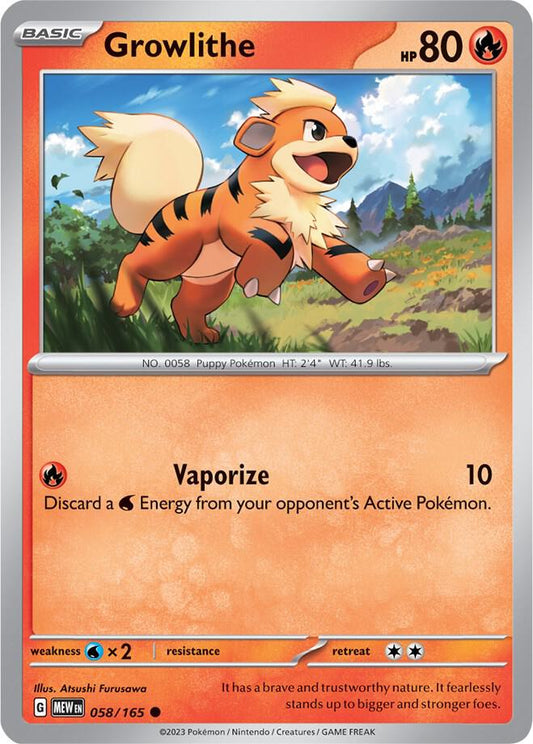 Growlithe Common SV: Scarlet & Violet 151 058/165 NM
