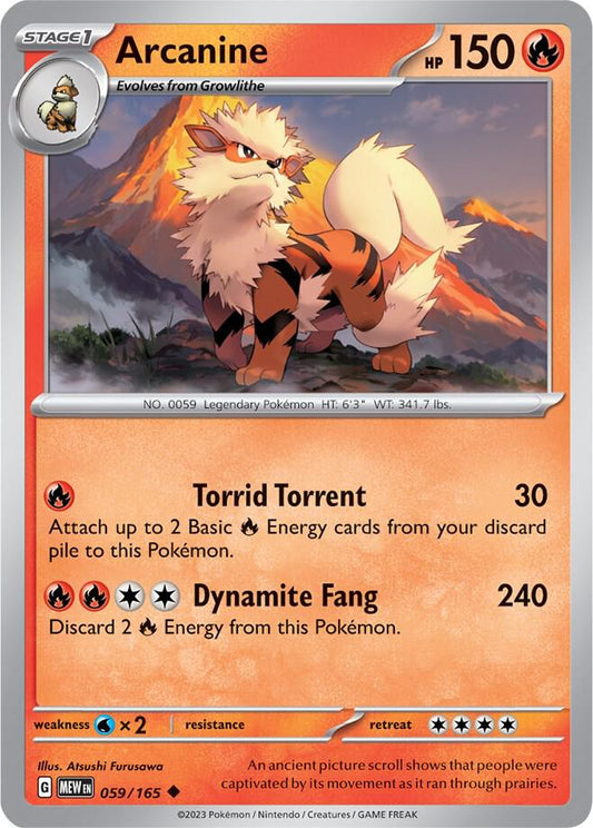 Arcanine Uncommon SV: Scarlet & Violet 151 059/165 NM