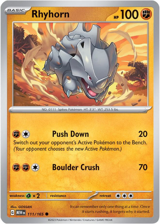 Rhyhorn Common SV: Scarlet & Violet 151 111/165 NM