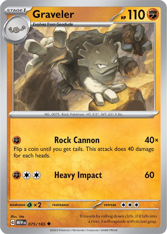 Graveler Uncommon SV: Scarlet & Violet 151 075/165 NM
