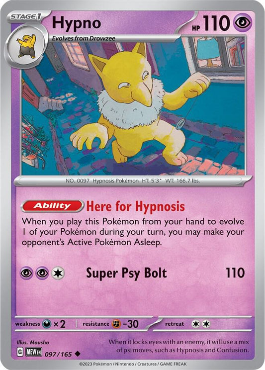 Hypno Reverse Holo Uncommon SV: Scarlet & Violet 151 097/165 NM