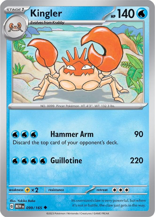 Kingler Reverse Holo Uncommon SV: Scarlet & Violet 151 099/165 NM