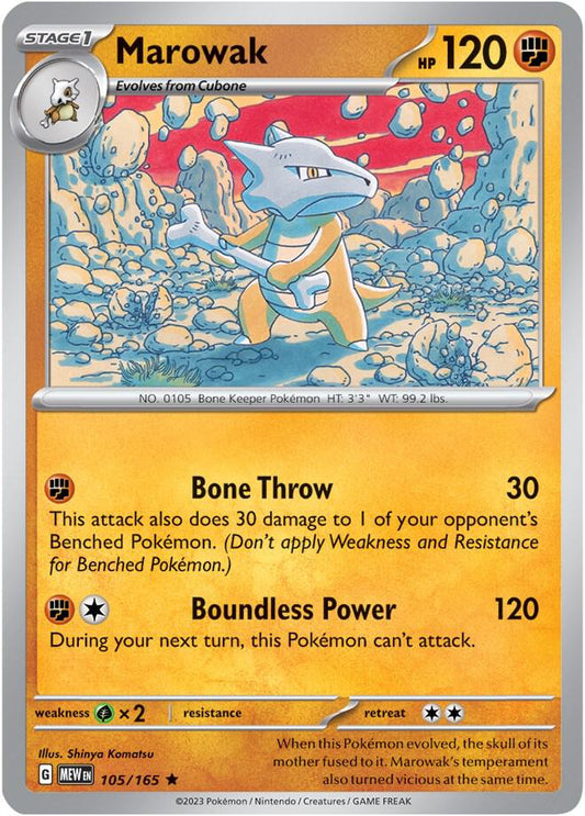 Marowak Holo Rare SV: Scarlet & Violet 151 105/165 NM