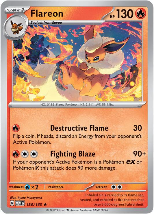 Flareon Holo Rare SV: Scarlet & Violet 151 136/165 NM