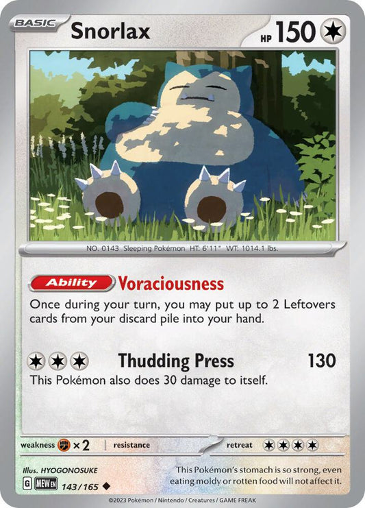 Snorlax Uncommon SV: Scarlet & Violet 151 143/165 NM