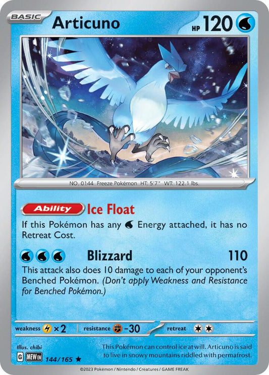 Articuno Reverse Holo Rare SV: Scarlet & Violet 151 144/165 NM
