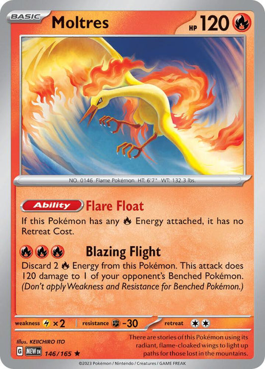 Moltres Reverse Holo Rare SV: Scarlet & Violet 151 146/165 NM