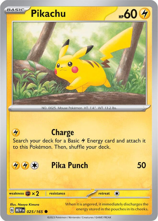 Pikachu - 025/165 Reverse Holo Common SV: Scarlet & Violet 151 025/165 NM