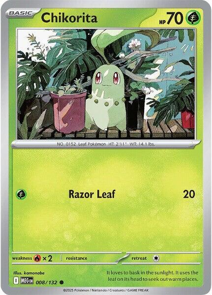 Chikorita Reverse Holo Common ME01: Mega Evolution 008/132 NM