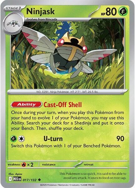Ninjask - 017/132 Reverse Holo Uncommon ME01: Mega Evolution 017/132 NM