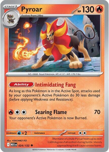 Pyroar Reverse Holo Uncommon ME01: Mega Evolution 024/132 NM