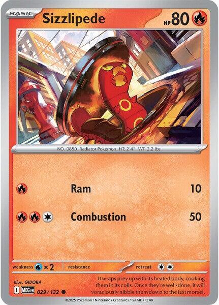 Sizzlipede Reverse Holo Common ME01: Mega Evolution 029/132 NM