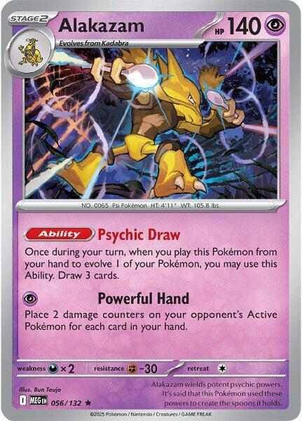 Alakazam Reverse Holo Rare ME01: Mega Evolution 056/132 NM