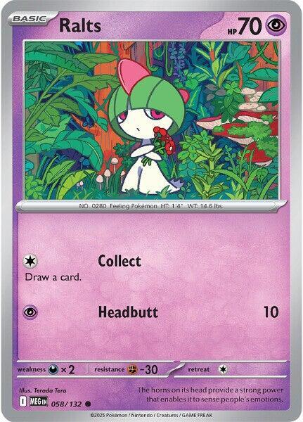 Ralts Reverse Holo Common ME01: Mega Evolution 058/132 NM