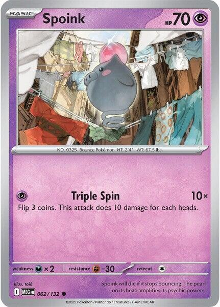 Spoink Reverse Holo Common ME01: Mega Evolution 062/132 NM