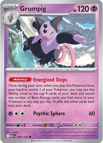 Grumpig Reverse Holo Uncommon ME01: Mega Evolution 063/132 NM