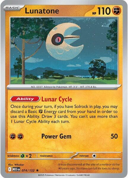 Lunatone Reverse Holo Rare ME01: Mega Evolution 074/132 NM