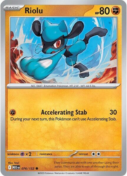 Riolu Reverse Holo Common ME01: Mega Evolution 076/132 NM