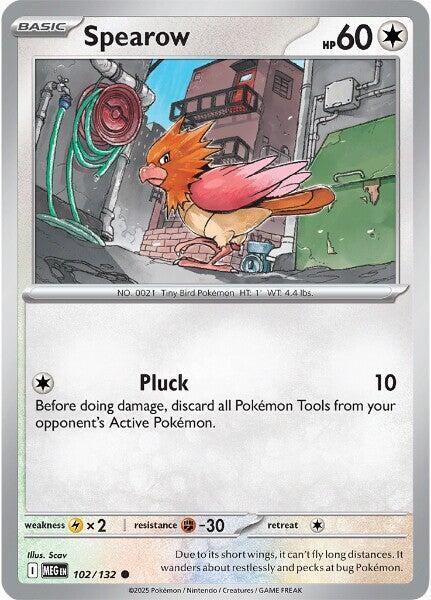 Spearow - 102/132 Reverse Holo Common ME01: Mega Evolution 102/132 NM