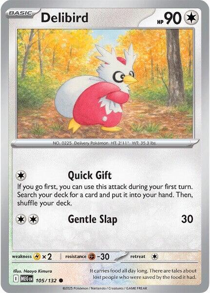 Delibird - 105/132 Reverse Holo Common ME01: Mega Evolution 105/132 NM