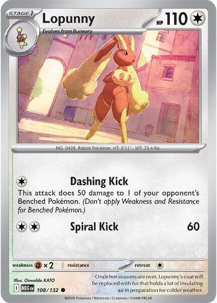 Lopunny Reverse Holo Common ME01: Mega Evolution 108/132 NM
