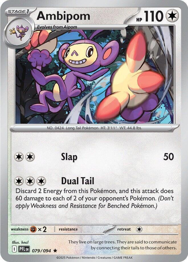 Ambipom - 079/094 Reverse Holo Rare ME02: Phantasmal Flames 079/094 NM