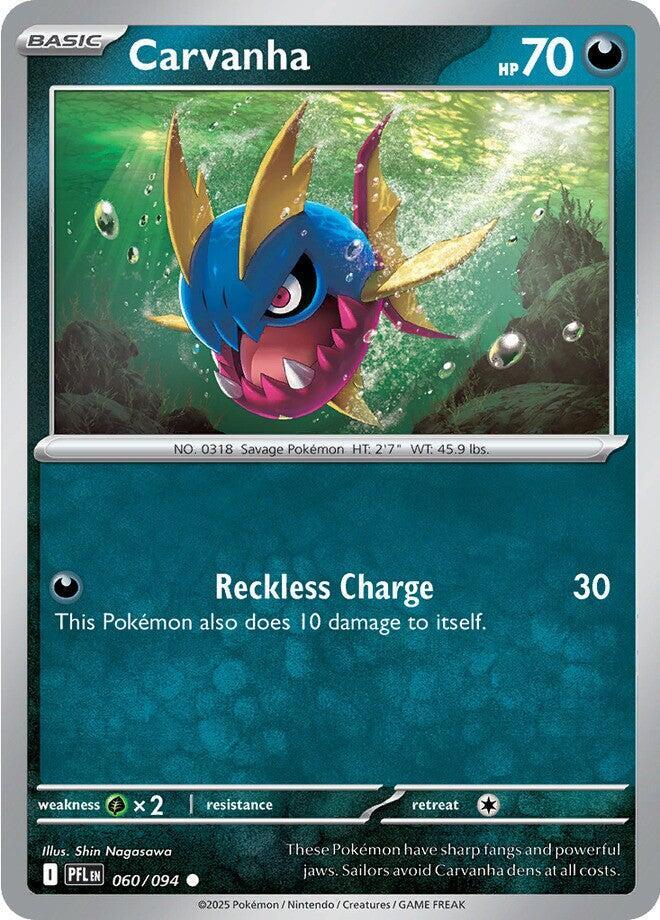 Carvanha Reverse Holo Common ME02: Phantasmal Flames 060/094 NM