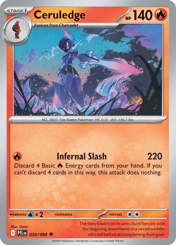 Ceruledge Reverse Holo Uncommon ME02: Phantasmal Flames 020/094 NM