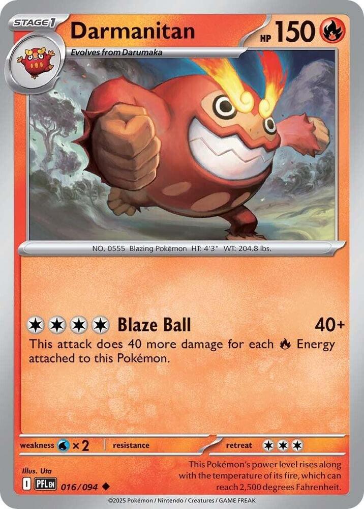Darmanitan Reverse Holo Uncommon ME02: Phantasmal Flames 016/094 NM