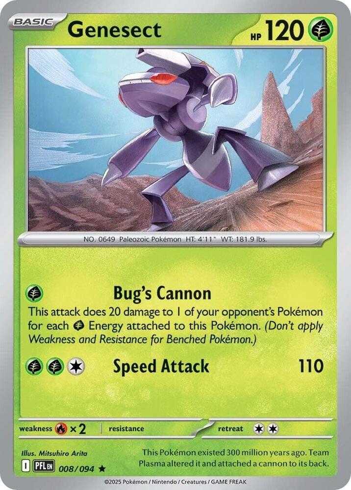 Genesect Reverse Holo Rare ME02: Phantasmal Flames 008/094 NM